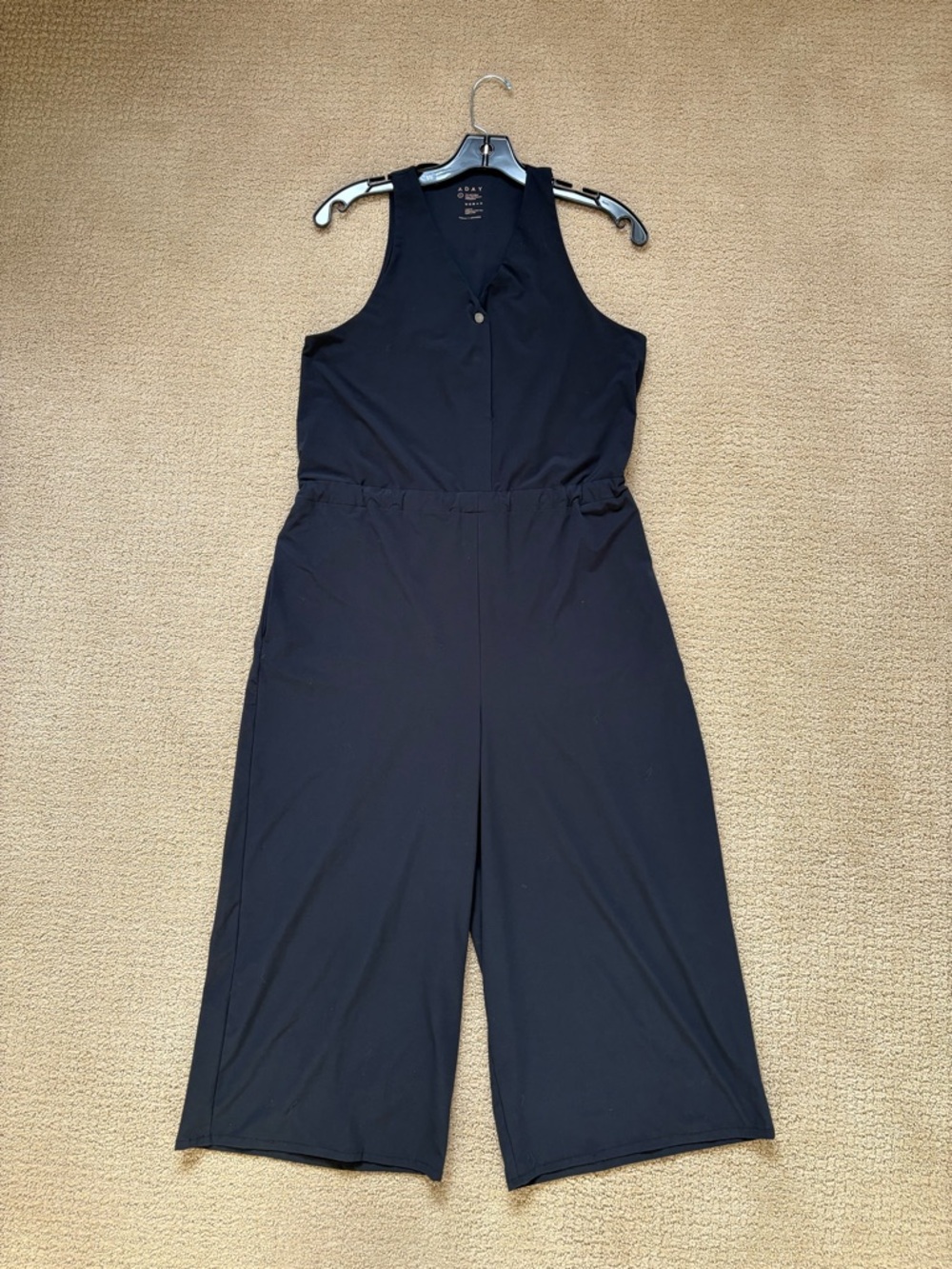 ADAY Black Sleeveless Wide-Leg Jumpsuit Size L